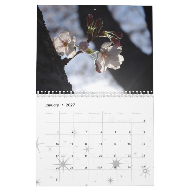 Calendrier 2015 de fleurs de cerisier (Jan 2027)