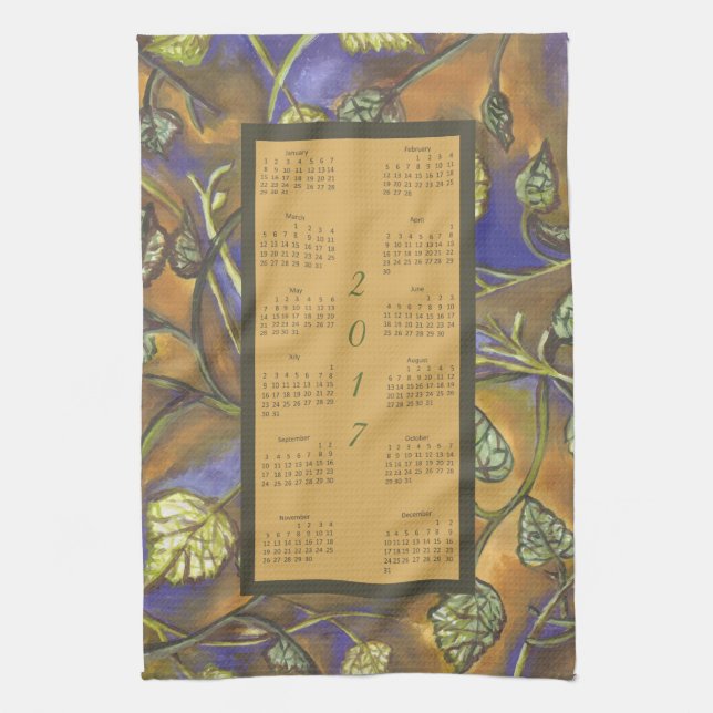 Calendrier 2017 Feuille Cuisine Tea Serviette (Vertical)
