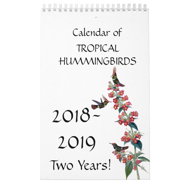 Calendrier 2018 2019 floral de fleur d'oiseaux de (Protection)