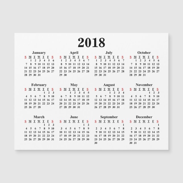 Calendrier 2018 en blanc (Devant)