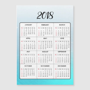 Calendrier 2018 magnétique bleu d'Aqua de bonne