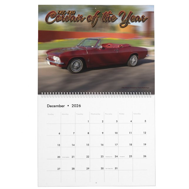 Calendrier 2019 de CorvairForum Corvair (Dec 2026)