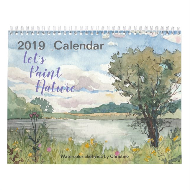 Calendrier 2019 de nature d'aquarelle (Protection)