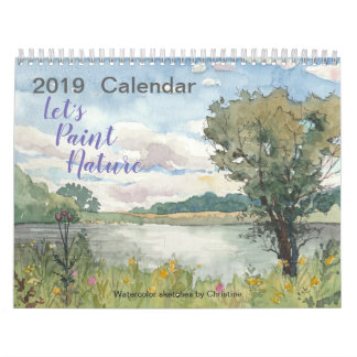Calendrier 2019 de nature d'aquarelle