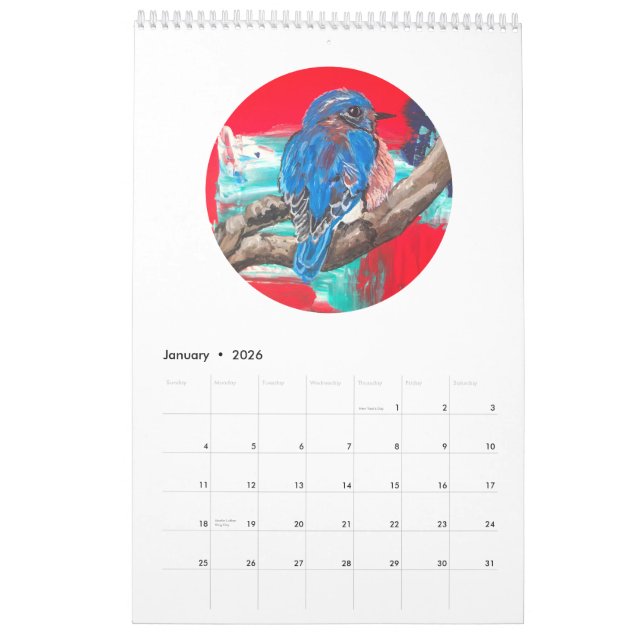 Calendrier 2019 - oiseaux et lapins (Jan 2026)