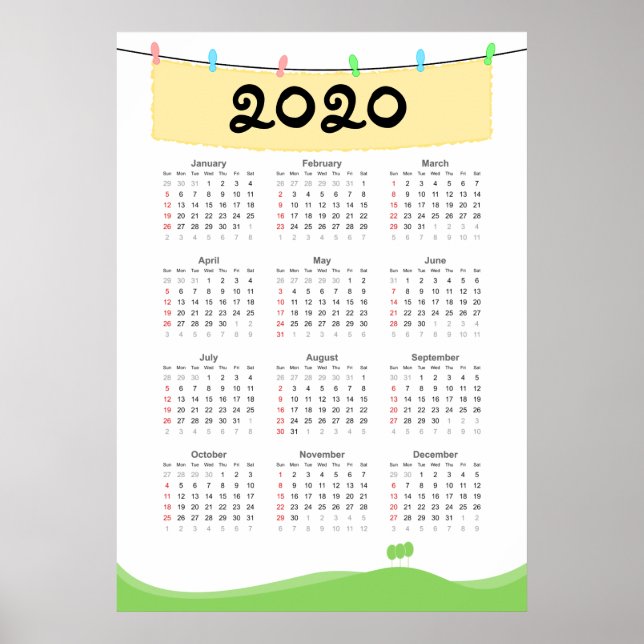Calendrier 2020 Affiche (Devant)