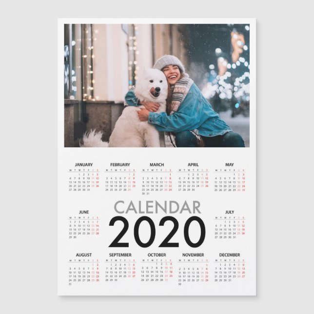 Calendrier 2020 avec Photo Basic Black White Minim (Devant)