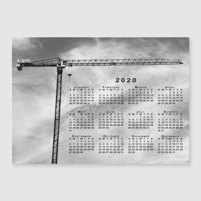 Calendrier 2020 Chic Construction Grue Photo (Devant)
