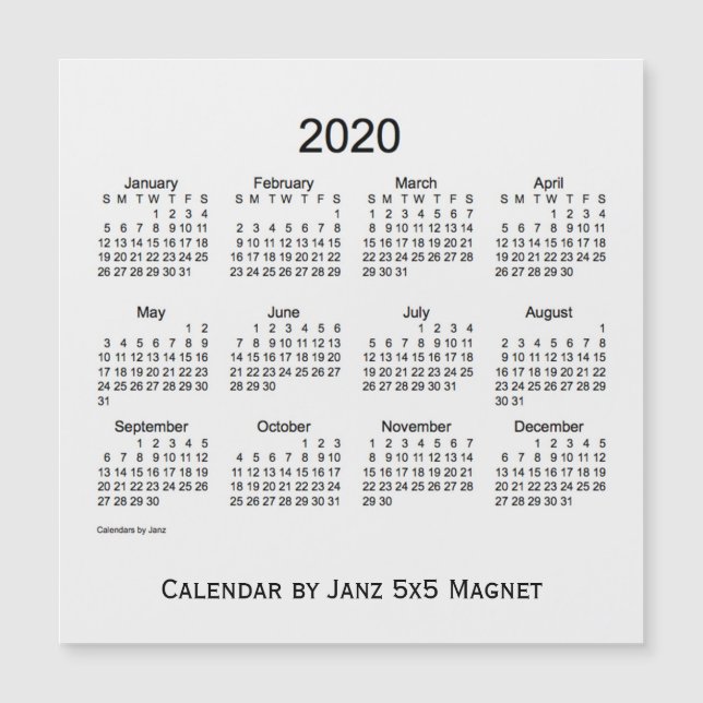 Calendrier 2020 de la fumée blanche par Janz 5x5 M (Devant)