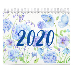 Calendrier 2020 des jardins floraux d'aquarelle