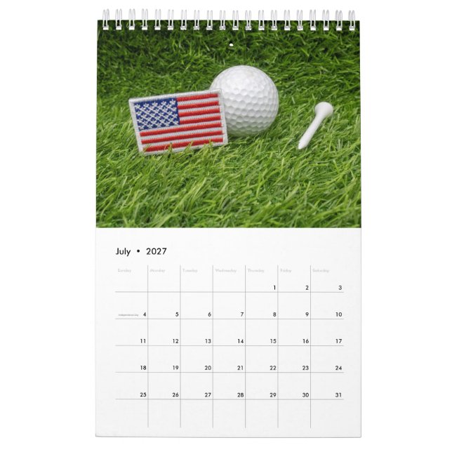 Calendrier 2020 pour golfeur avec balle de golf su (Jul 2027)