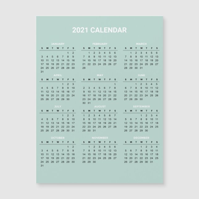 Calendrier 2020 simple mais élégant | Carte magnét (Devant)