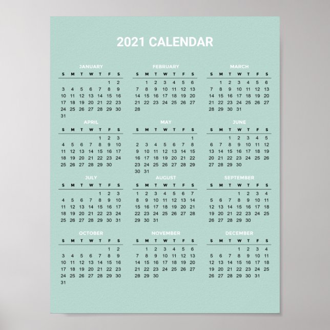 Calendrier 2020 simple mais élégant | Poster (Devant)