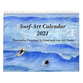 Calendrier 2021 des peintures d'aquarelle Surf-art