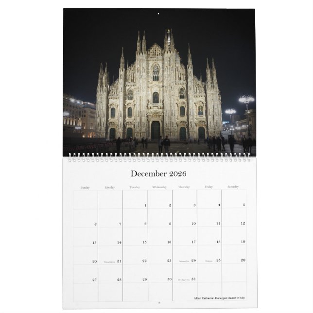 Calendrier 2021 - Italie (Dec 2026)