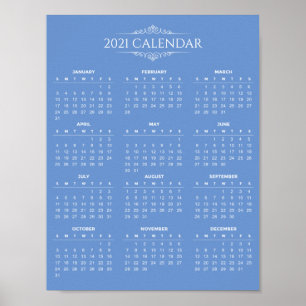 Calendrier 2021 simple mais élégant   Poster