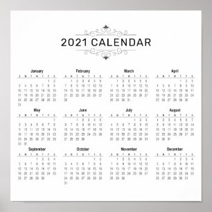 Calendrier 2021 simple mais élégant   Poster