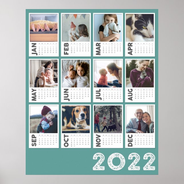 Calendrier 2022 Année Photo moderne Collage Poster (Devant)