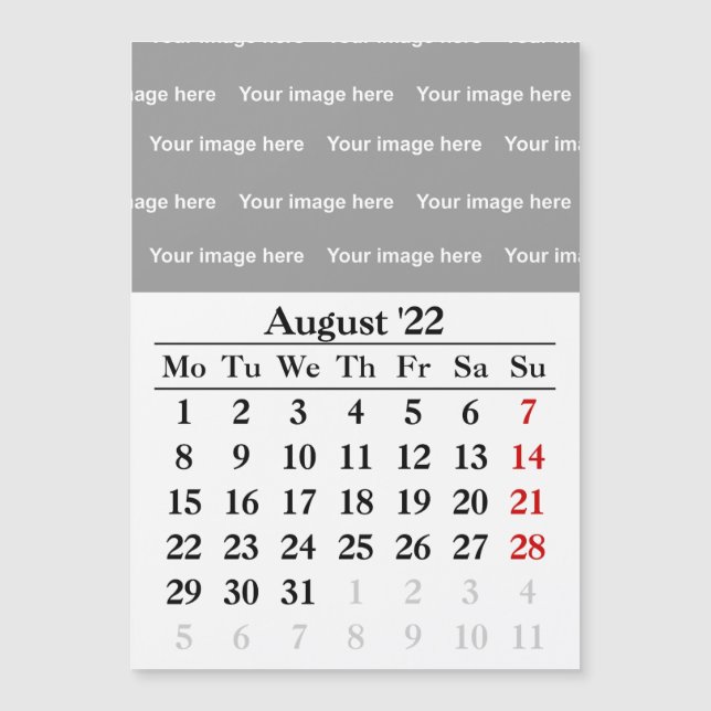 Calendrier 2022 Août Carte magnétique (Devant)