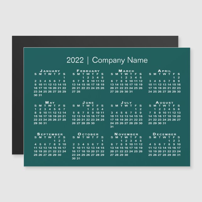 Calendrier 2022 avec nom de société Blue Green Mag (Devant / Derrière)
