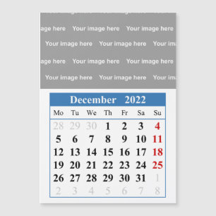 Calendrier 2022 Décembre Carte magnétique