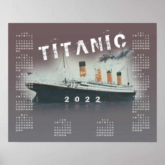 Calendrier 2022 du navire RMS Titanic Poster (Devant)