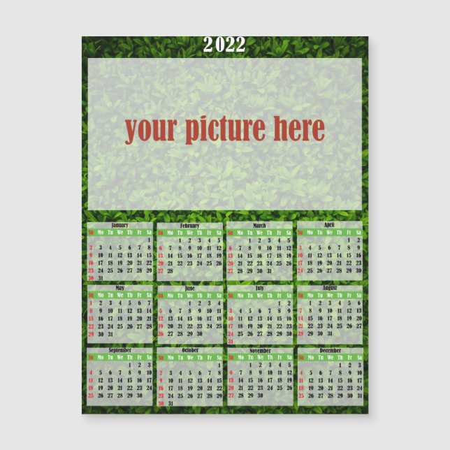 Calendrier 2022 Photo Personnalisé Fridge Magnet (Devant)