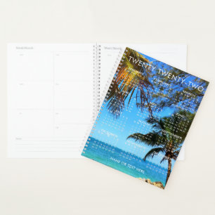 Calendrier 2022 Plage tropicale ou votre texte pho