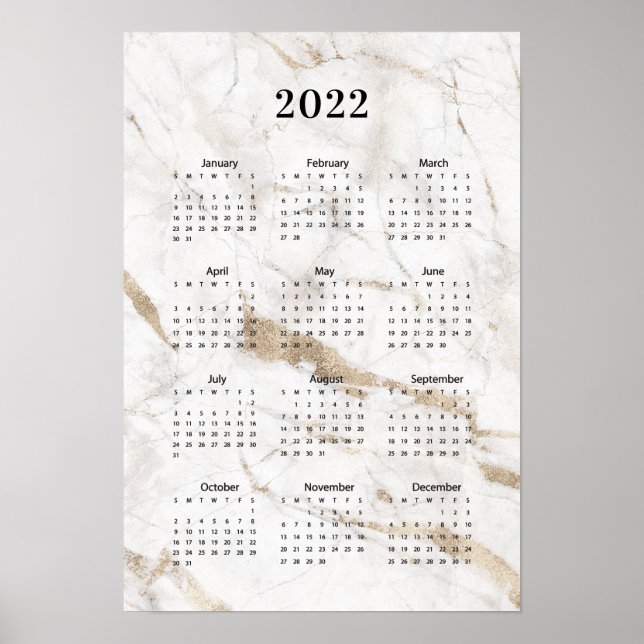 Calendrier 2022 Poster en marbre (Devant)