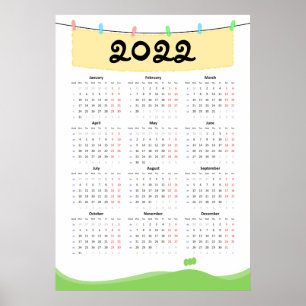 Calendrier 2022 Poster - Lundi début