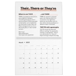 Calendrier 2022 Rose Gold Boss Lady Règles Orthographe Amnési