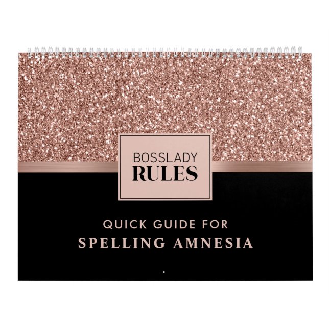 Calendrier 2022 Rose Parties scintillant or Black Spelling Am (Protection)