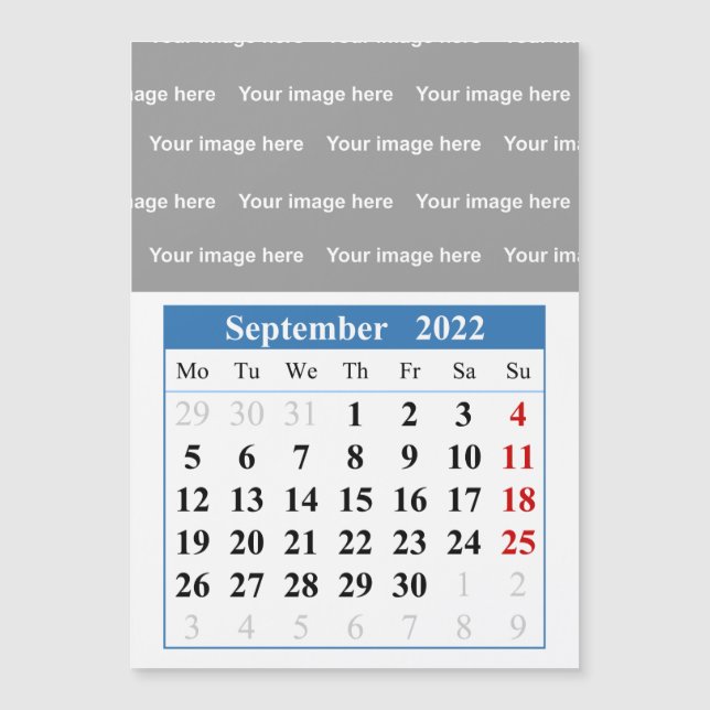 Calendrier 2022 Septembre Carte magnétique (Devant)
