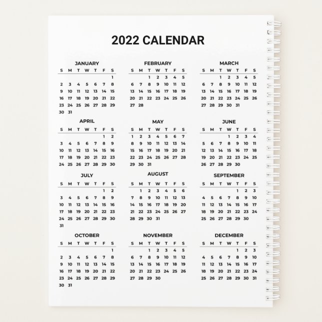 Calendrier 2022 simple mais élégant | Agenda (Dos)