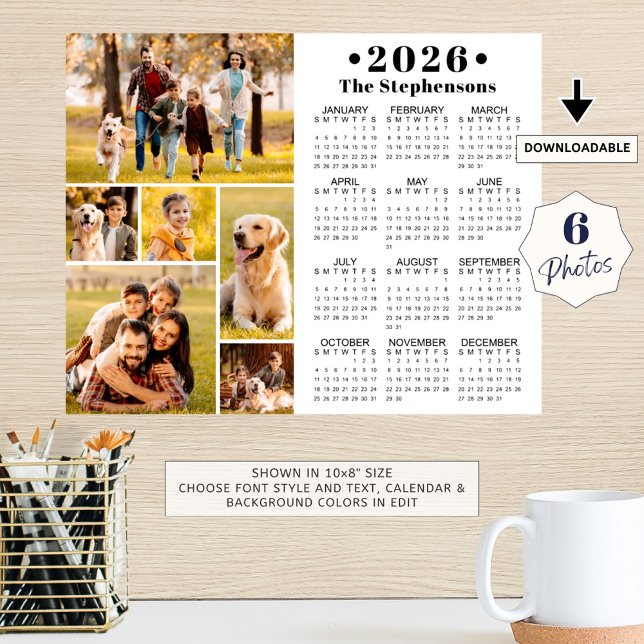 Calendrier 2023 Affiche personnalisée de 6 photos  (Créateur téléchargé)