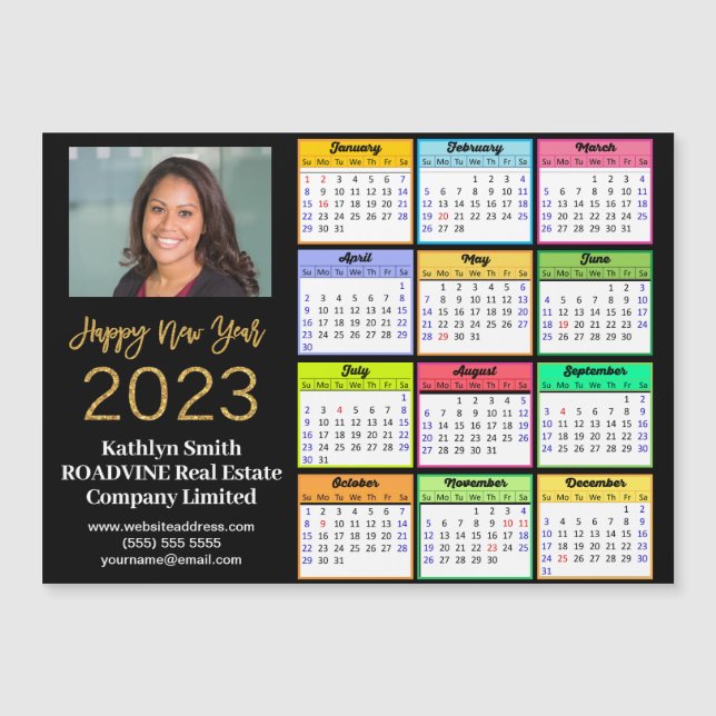 Calendrier 2023 Business Modern Script Photo Magne (Devant)