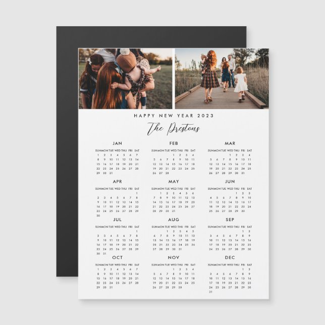 Calendrier 2023 Carte photo magnétique Bonne année (Devant / Derrière)