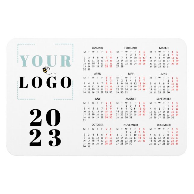 Calendrier 2023 Entreprise Logo Magnet d'affaires (Horizontal)