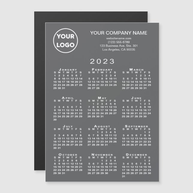 Calendrier 2023 - Logo d'entreprise - Gris de text (Devant / Derrière)