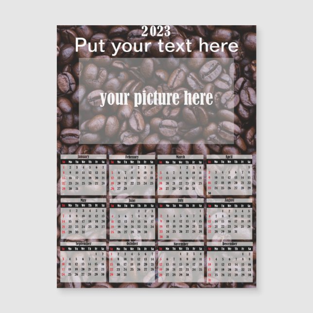 Calendrier 2023 Photo Personnalisé Fridge Magnet (Devant)