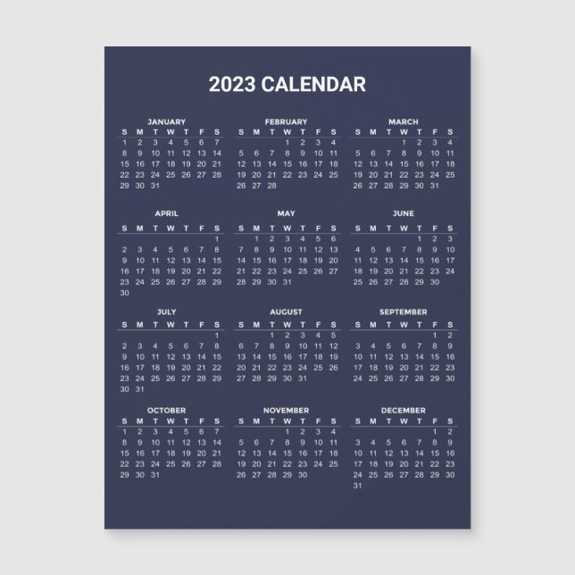 Calendrier 2023 simple mais élégant | Carte magnét (Devant)