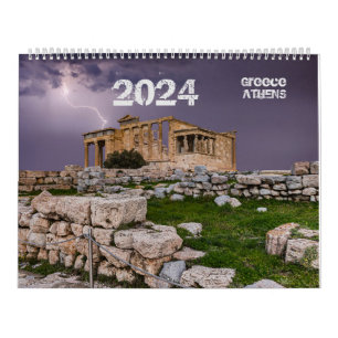 Calendrier 2024 année avec photo d'Athènes, Grèce