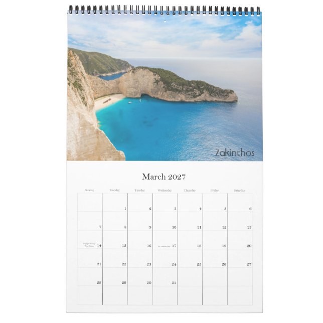 Calendrier 2024 année avec photo de Grèce Calendri (Mar 2027)