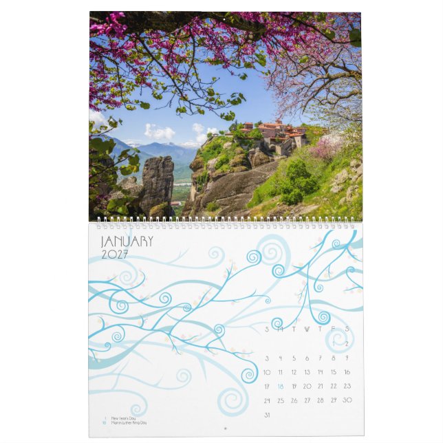 Calendrier 2024 année, Meteora, Grèce, Europe (Jan 2027)