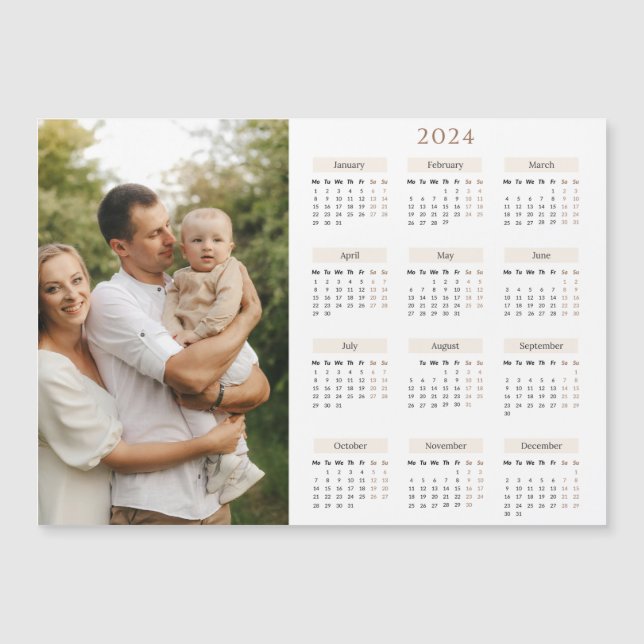 Calendrier 2024 avec photo personnalisée (Devant)
