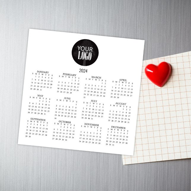 Calendrier 2024 Business Minimaliste Moderne Moder (Business promotional calendar magnet with your logo. )