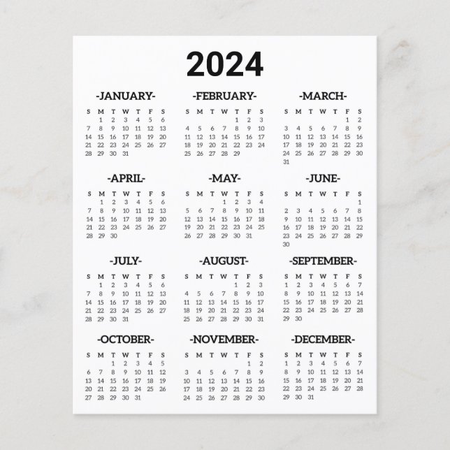 Calendrier 2024 En bref Feuille de papier (Devant)