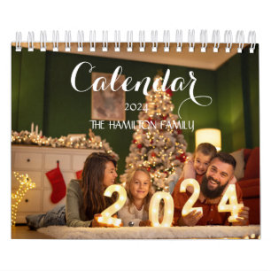 Calendrier 2024 Family Custom Photo Chic Script