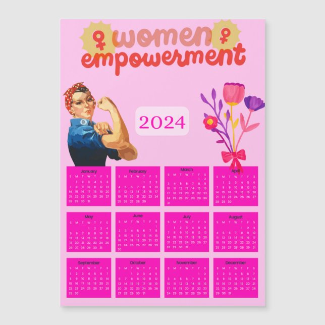 Calendrier 2024 - Femmes - carte magnétique d'auto (Devant)