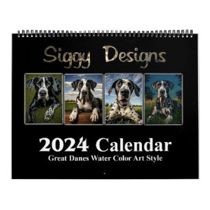 Calendrier 2024 Great Dane Water Color (personnalisable)